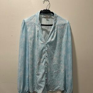 Calvin Klein Light Blue Button-Up Blouse